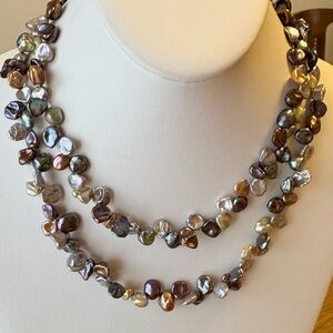 36” Elegant Multicolor Keshi Pearl Necklace
